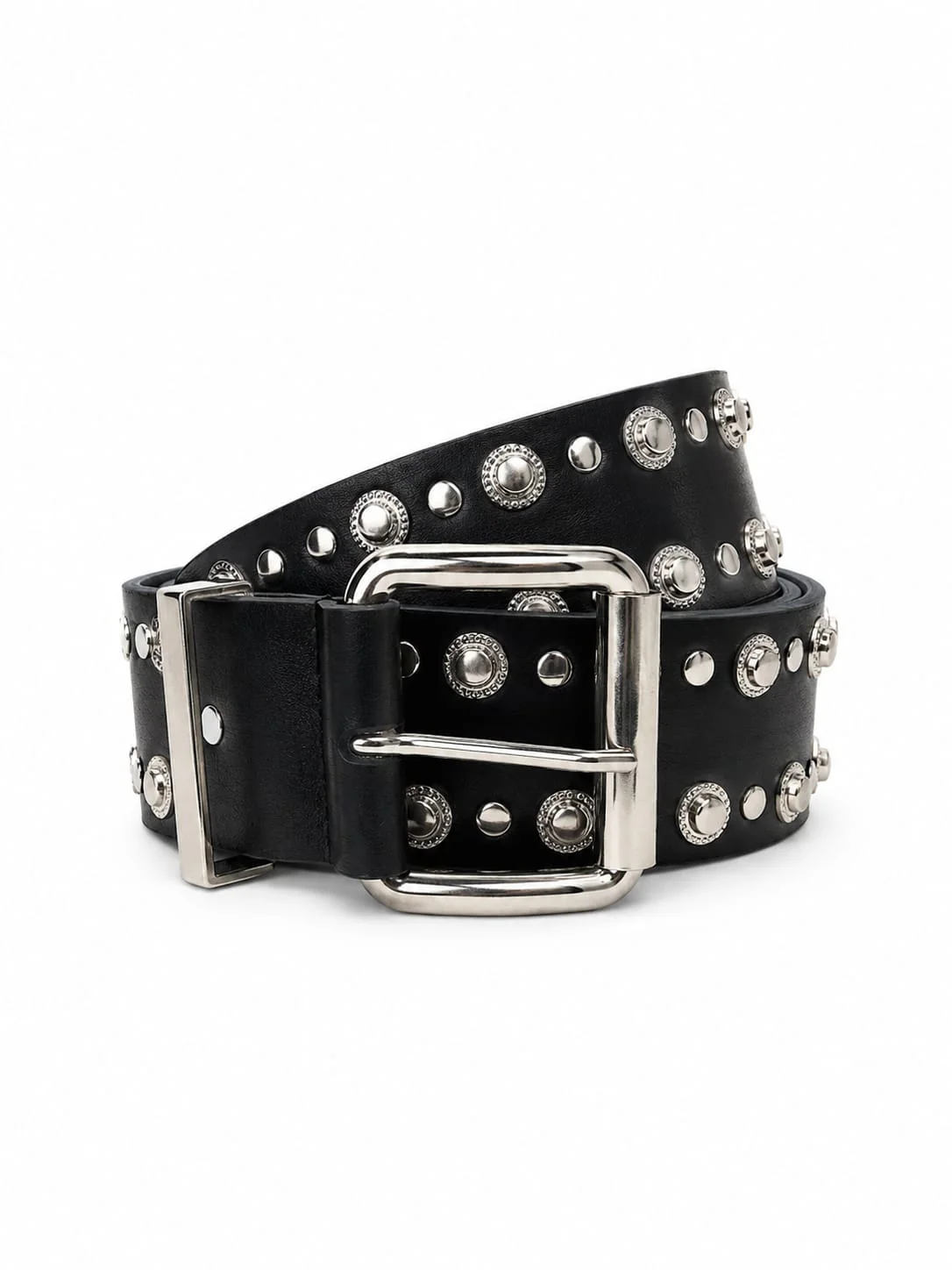 Midnight Stud Belt – Genuine Leather