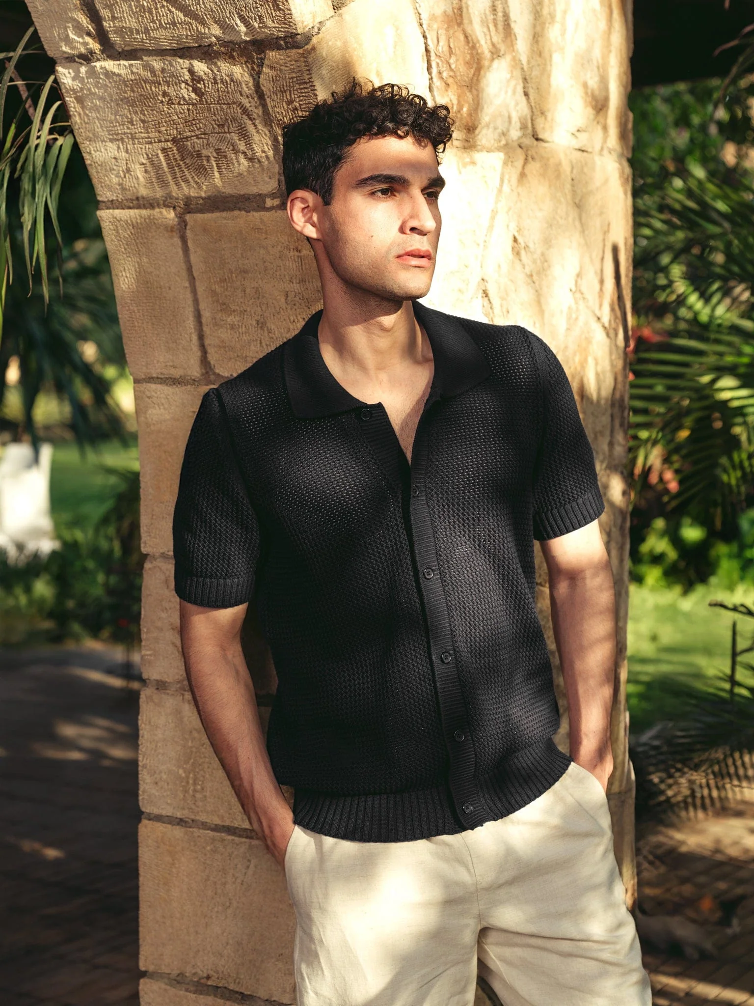 Open Knit Buttoned Shirt - Image 3