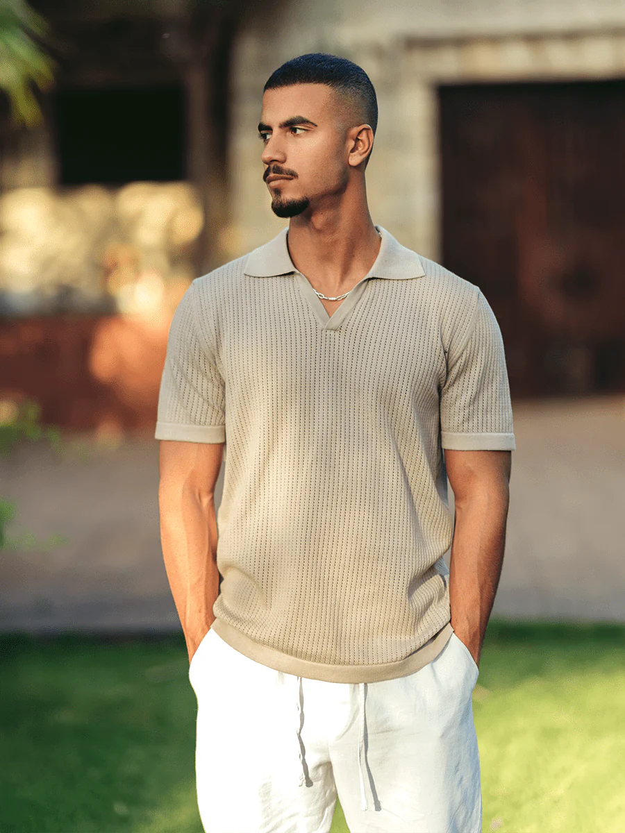 Open Knit Polo Shirt - Image 3